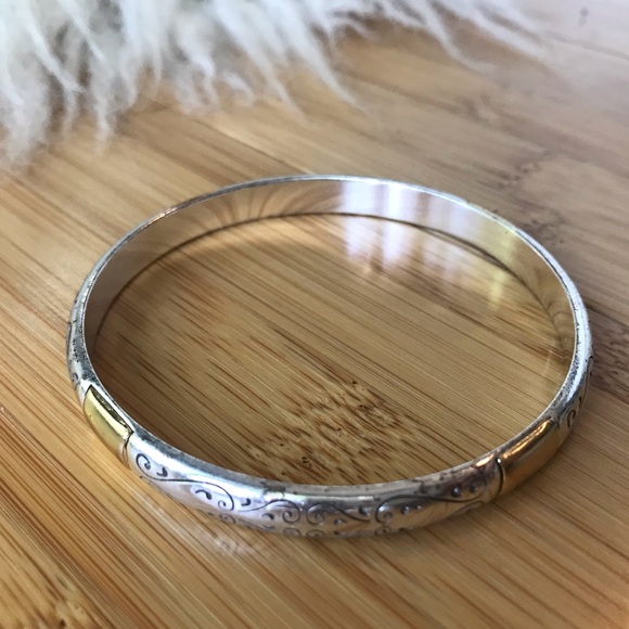 Brighton Silver with Gold Accent Classic Bangle - Picture 4 of 6